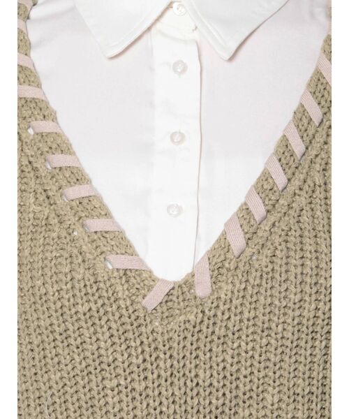 RESEXXY（リゼクシー）の「トリミングデザインシャツチュニック（ベスト・レディース・ブラック/グリーン/アイボリー・FREE）」の4枚目の写真