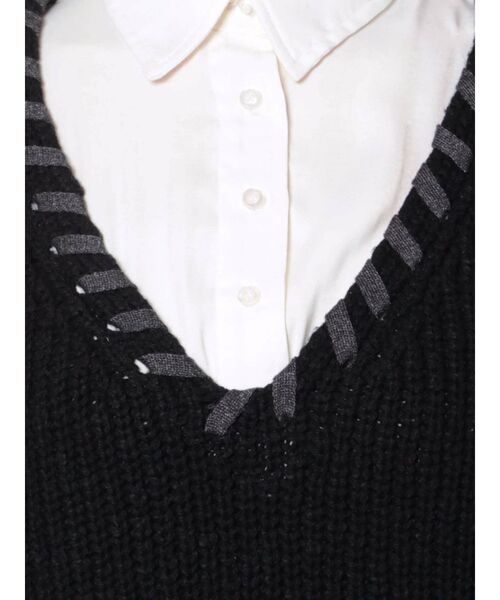 RESEXXY（リゼクシー）の「トリミングデザインシャツチュニック（ベスト・レディース・ブラック/グリーン/アイボリー・FREE）」の11枚目の写真