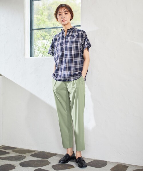 J.PRESS(ジェイプレス)の「【洗える】マイクロタイプライターストレッチ テーパード パンツ(その他パンツ・レディース・ベージュ系/ネイビー系/スモーキーグリーン系/オレンジ系・T17/T15/T13)」の7枚目の写真