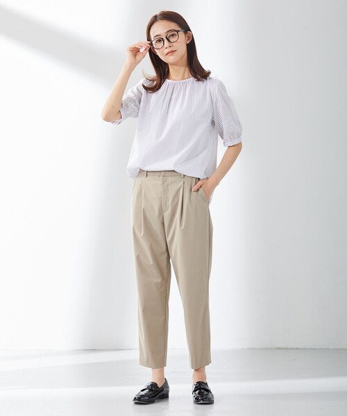 J.PRESS(ジェイプレス)の「【洗える】マイクロタイプライターストレッチ テーパード パンツ(その他パンツ・レディース・ベージュ系/ネイビー系/スモーキーグリーン系/オレンジ系・T17/T15/T13)」の14枚目の写真