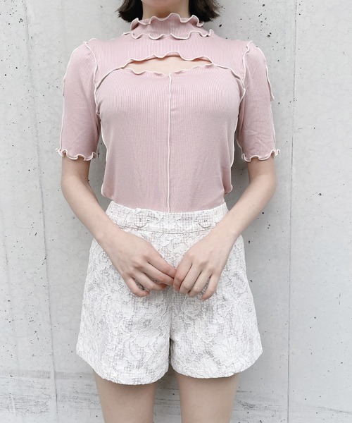 lilLilly（リルリリー）の「カットアウトリブトップス（Tシャツ