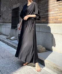 DouDou | ショートブラウス＋リブ切替フレアワンピース(ワンピース)