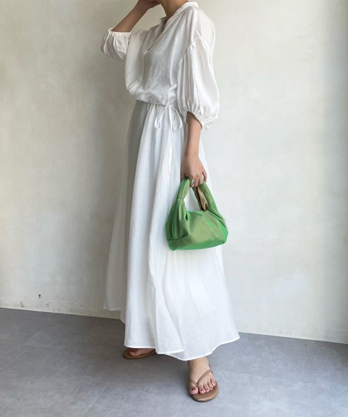 DouDou（ドゥドゥ）の「ショートブラウス＋リブ切替フレアワンピース（ワンピース・レディース・ホワイト/ブラック・FREE）」の3枚目の写真