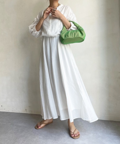 DouDou（ドゥドゥ）の「ショートブラウス＋リブ切替フレアワンピース（ワンピース・レディース・ホワイト/ブラック・FREE）」の4枚目の写真