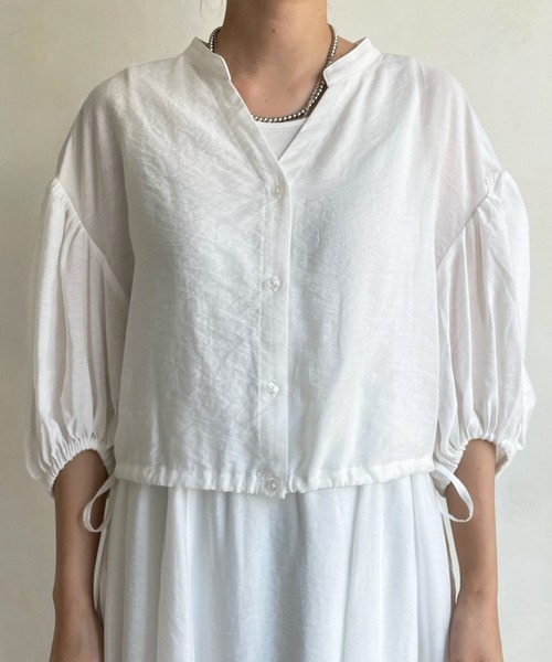 DouDou（ドゥドゥ）の「ショートブラウス＋リブ切替フレアワンピース（ワンピース・レディース・ホワイト/ブラック・FREE）」の7枚目の写真