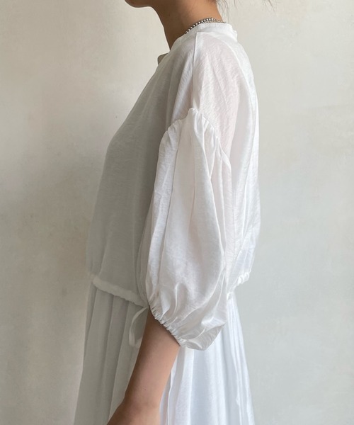 DouDou（ドゥドゥ）の「ショートブラウス＋リブ切替フレアワンピース（ワンピース・レディース・ホワイト/ブラック・FREE）」の8枚目の写真