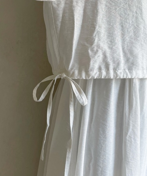 DouDou（ドゥドゥ）の「ショートブラウス＋リブ切替フレアワンピース（ワンピース・レディース・ホワイト/ブラック・FREE）」の13枚目の写真