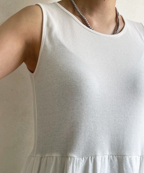 DouDou（ドゥドゥ）の「ショートブラウス＋リブ切替フレアワンピース（ワンピース・レディース・ホワイト/ブラック・FREE）」の19枚目の写真