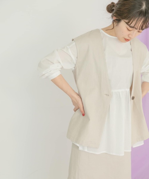 ITEMS URBANRESEARCH(アイテムズ アーバンリサーチ)の「リネンミックスジレ(ベスト・レディース・オフホワイト/ブラック・FREE)」の2枚目の写真
