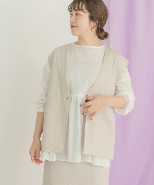 ITEMS URBANRESEARCH(アイテムズ アーバンリサーチ)の「リネンミックスジレ(ベスト・レディース・オフホワイト/ブラック・FREE)」の10枚目の写真