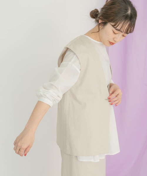 ITEMS URBANRESEARCH(アイテムズ アーバンリサーチ)の「リネンミックスジレ(ベスト・レディース・オフホワイト/ブラック・FREE)」の11枚目の写真