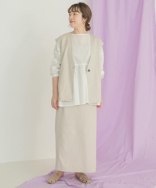 ITEMS URBANRESEARCH(アイテムズ アーバンリサーチ)の「リネンミックスジレ(ベスト・レディース・オフホワイト/ブラック・FREE)」の13枚目の写真