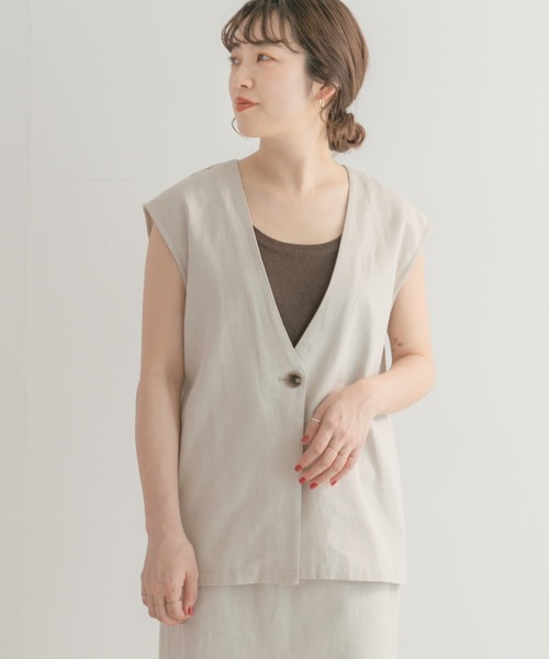 ITEMS URBANRESEARCH(アイテムズ アーバンリサーチ)の「リネンミックスジレ(ベスト・レディース・オフホワイト/ブラック・FREE)」の16枚目の写真