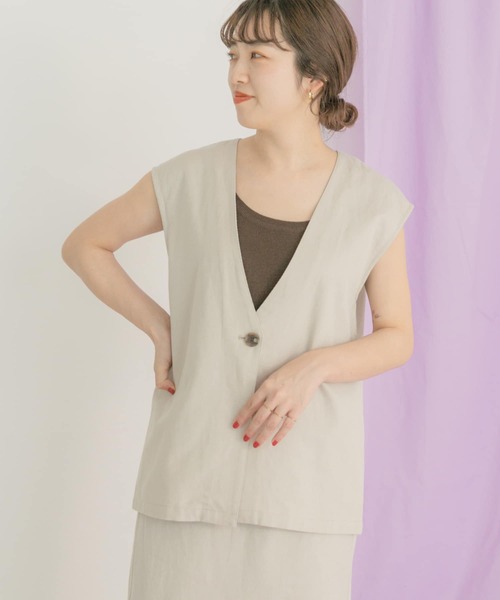 ITEMS URBANRESEARCH(アイテムズ アーバンリサーチ)の「リネンミックスジレ(ベスト・レディース・オフホワイト/ブラック・FREE)」の17枚目の写真