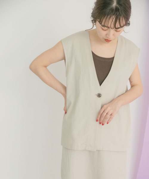 ITEMS URBANRESEARCH(アイテムズ アーバンリサーチ)の「リネンミックスジレ(ベスト・レディース・オフホワイト/ブラック・FREE)」の18枚目の写真