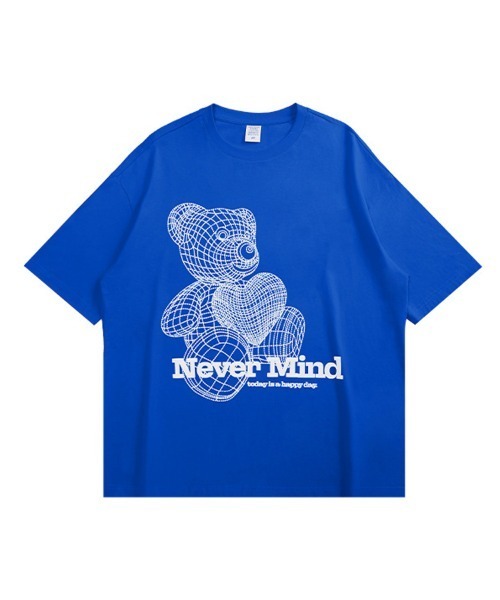 Ressaca(レサーカ)の「NeverMind オーバーサイズ ベアー 発砲プリントTEE(Tシャツ/カットソー・メンズ・ホワイト/ブルー/グリーン・XL/M/L)」の3枚目の写真