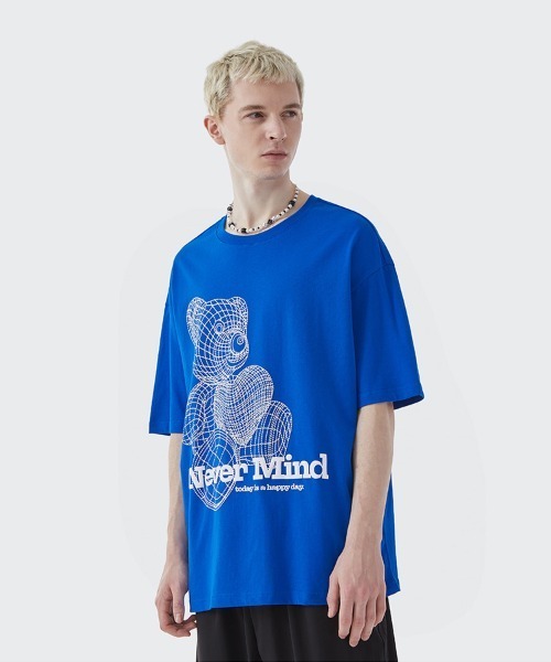 Ressaca(レサーカ)の「NeverMind オーバーサイズ ベアー 発砲プリントTEE(Tシャツ/カットソー・メンズ・ホワイト/ブルー/グリーン・XL/M/L)」の7枚目の写真