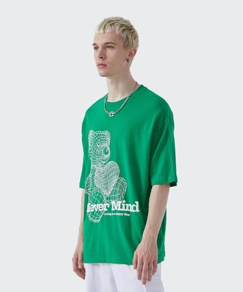 Ressaca(レサーカ)の「NeverMind オーバーサイズ ベアー 発砲プリントTEE(Tシャツ/カットソー・メンズ・ホワイト/ブルー/グリーン・XL/M/L)」の19枚目の写真