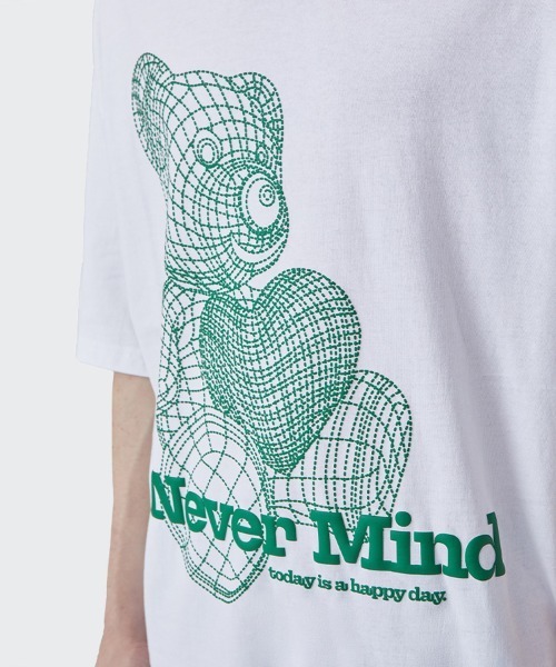 Ressaca(レサーカ)の「NeverMind オーバーサイズ ベアー 発砲プリントTEE(Tシャツ/カットソー・メンズ・ホワイト/ブルー/グリーン・XL/M/L)」の9枚目の写真