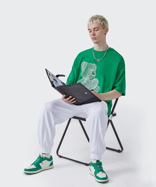 Ressaca(レサーカ)の「NeverMind オーバーサイズ ベアー 発砲プリントTEE(Tシャツ/カットソー・メンズ・ホワイト/ブルー/グリーン・XL/M/L)」の8枚目の写真