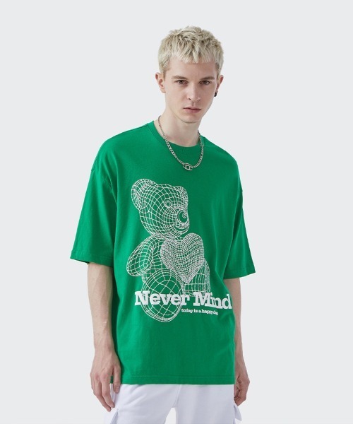 Ressaca(レサーカ)の「NeverMind オーバーサイズ ベアー 発砲プリントTEE(Tシャツ/カットソー・メンズ・ホワイト/ブルー/グリーン・XL/M/L)」の11枚目の写真