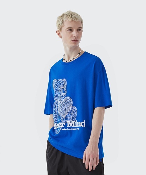 Ressaca(レサーカ)の「NeverMind オーバーサイズ ベアー 発砲プリントTEE(Tシャツ/カットソー・メンズ・ホワイト/ブルー/グリーン・XL/M/L)」の5枚目の写真