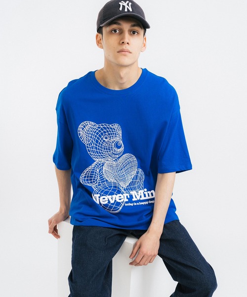 Ressaca(レサーカ)の「NeverMind オーバーサイズ ベアー 発砲プリントTEE(Tシャツ/カットソー・メンズ・ホワイト/ブルー/グリーン・XL/M/L)」の21枚目の写真