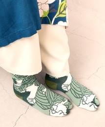 倭物やカヤ（ワモノヤカヤ）の「【カヤ】-SHIKI-四季 足袋型くつ下23～25cm 翠色 葉脈（ソックス/靴下・レディース）」