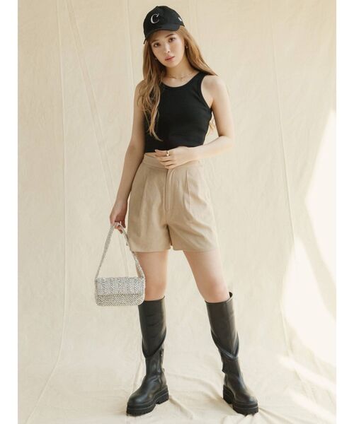 CALNAMUR（カルナムール）の「パット付きアメスリタンク（タンクトップ・レディース・ホワイト/ブラック・FREE）」の6枚目の写真