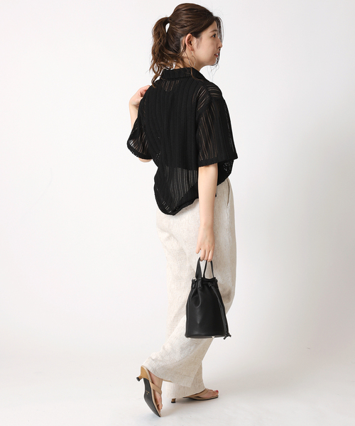 B.C STOCK（ベーセーストック）の「フェイクレザー キンチャクバッグ（ショルダーバッグ・レディース・ホワイト/ブラック/オレンジ/ブルー・FREE）」の6枚目の写真