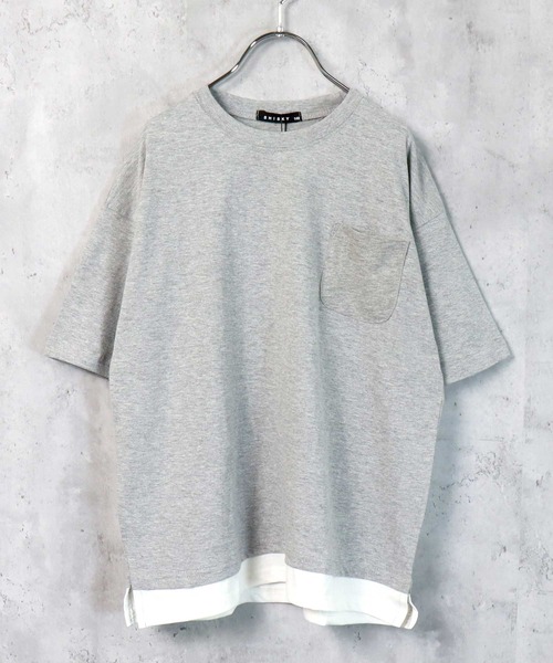 THE CASUAL(カジュアル)の「ビッグシルエット 裾フェイクレイヤード半袖ポケットTシャツ キッズ(Tシャツ/カットソー・キッズ・ブラック/ダークグリーン/ネイビー/オレンジ/ブルー/ミント/モカ/杢グレー/ベージュ/チャコール・140cm/150cm/160cm/120cm/130cm/110cm)」の3枚目の写真