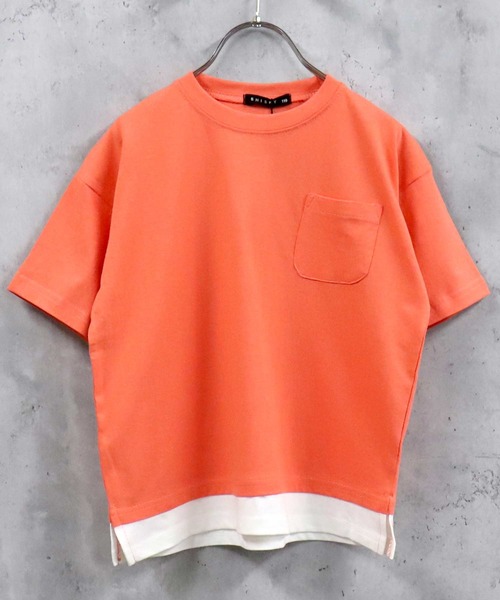 THE CASUAL(カジュアル)の「ビッグシルエット 裾フェイクレイヤード半袖ポケットTシャツ キッズ(Tシャツ/カットソー・キッズ・ブラック/ダークグリーン/ネイビー/オレンジ/ブルー/ミント/モカ/杢グレー/ベージュ/チャコール・140cm/150cm/160cm/120cm/130cm/110cm)」の10枚目の写真