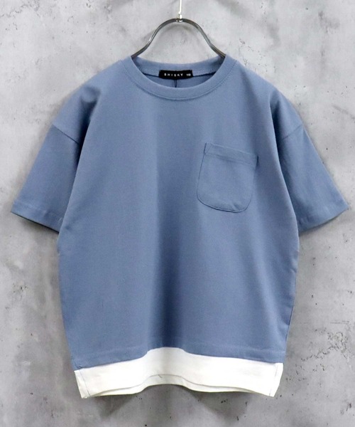THE CASUAL(カジュアル)の「ビッグシルエット 裾フェイクレイヤード半袖ポケットTシャツ キッズ(Tシャツ/カットソー・キッズ・ブラック/ダークグリーン/ネイビー/オレンジ/ブルー/ミント/モカ/杢グレー/ベージュ/チャコール・140cm/150cm/160cm/120cm/130cm/110cm)」の9枚目の写真