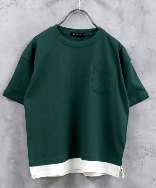 THE CASUAL(カジュアル)の「ビッグシルエット 裾フェイクレイヤード半袖ポケットTシャツ キッズ(Tシャツ/カットソー・キッズ・ブラック/ダークグリーン/ネイビー/オレンジ/ブルー/ミント/モカ/杢グレー/ベージュ/チャコール・140cm/150cm/160cm/120cm/130cm/110cm)」の7枚目の写真