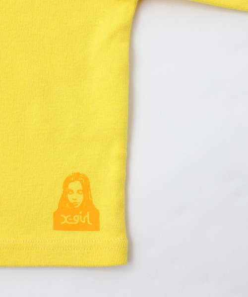 X-girl(エックスガール)の「FACE L/S CROPPED TOP(Tシャツ/カットソー・レディース・ホワイト/チャコール/イエロー・M/S)」の13枚目の写真