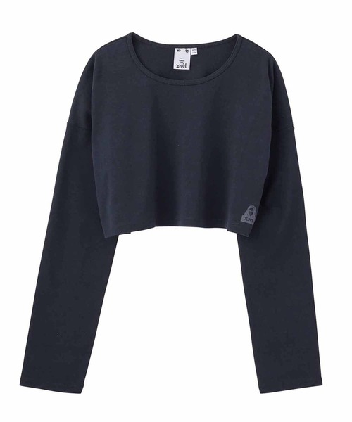 X-girl(エックスガール)の「FACE L/S CROPPED TOP(Tシャツ/カットソー・レディース・ホワイト/チャコール/イエロー・M/S)」の18枚目の写真
