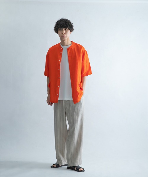 FORK&SPOON(フォークアンドスプーン)の「FORK&SPOON フライフロントショートスリーブシャツ(シャツ/ブラウス・メンズ・オフホワイト/オレンジ/ブラック・4/5)」の8枚目の写真