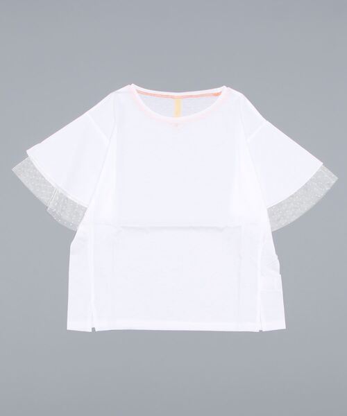 Q（キュー）の「チュールドッキングT（Tシャツ/カットソー・レディース・チャコールグレー/アイボリー・MEDIUM）」の7枚目の写真