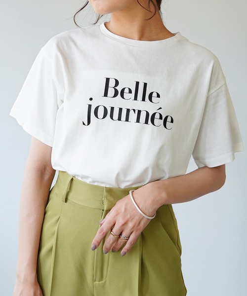 IAMUSE（アイアミューズ）の「【IAMUSE】カラーロゴプリントTシャツ S0063（Tシャツ/カットソー・レディース・ホワイト×グリーン/ホワイト×レッド/ベージュ/ホワイト×ブラック・FREE）」の7枚目の写真