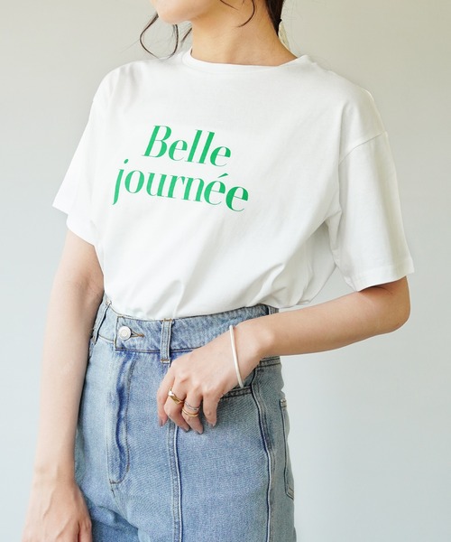 IAMUSE（アイアミューズ）の「【IAMUSE】カラーロゴプリントTシャツ S0063（Tシャツ/カットソー・レディース・ホワイト×グリーン/ホワイト×レッド/ベージュ/ホワイト×ブラック・FREE）」の10枚目の写真