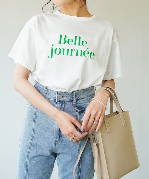 IAMUSE（アイアミューズ）の「【IAMUSE】カラーロゴプリントTシャツ S0063（Tシャツ/カットソー・レディース・ホワイト×グリーン/ホワイト×レッド/ベージュ/ホワイト×ブラック・FREE）」の13枚目の写真