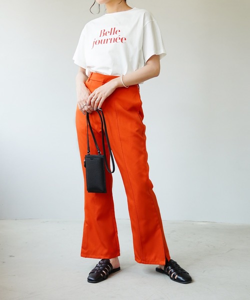 IAMUSE（アイアミューズ）の「【IAMUSE】カラーロゴプリントTシャツ S0063（Tシャツ/カットソー・レディース・ホワイト×グリーン/ホワイト×レッド/ベージュ/ホワイト×ブラック・FREE）」の17枚目の写真