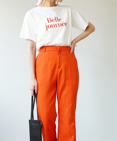 IAMUSE（アイアミューズ）の「【IAMUSE】カラーロゴプリントTシャツ S0063（Tシャツ/カットソー・レディース・ホワイト×グリーン/ホワイト×レッド/ベージュ/ホワイト×ブラック・FREE）」の21枚目の写真