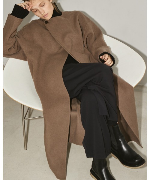 TODAYFUL（トゥデイフル）の「ストールウールコート（ノーカラーコート・レディース・チャコールグレー/モカ・36inch/38inch）」の11枚目の写真
