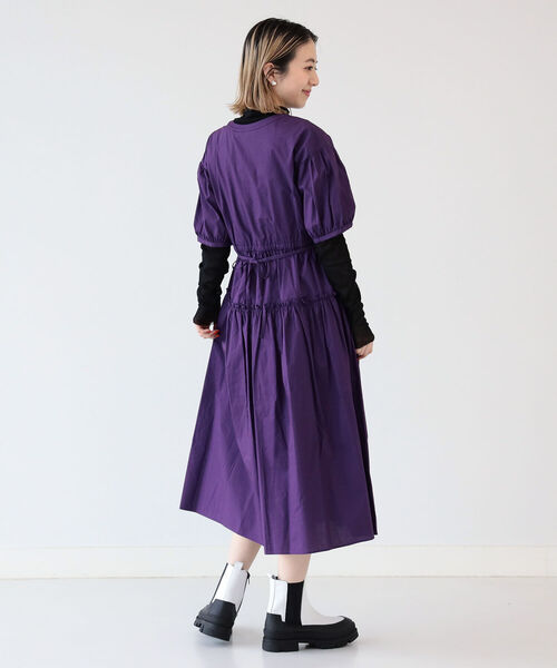 Ray BEAMS（レイビームス）の「Ray BEAMS / キーネック パフスリーブ ワンピース（ワンピース・レディース・ブラック/イエロー系その他5/パープル・ONE SIZE）」の12枚目の写真