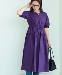 Ray BEAMS | Ray BEAMS / キーネック パフスリーブ ワンピース(ワンピース)