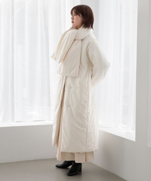 Heather（ヘザー）の「エアサーマル/ロングコート　295741（ノーカラーコート・レディース・オフホワイト/ブラック・FREE）」の5枚目の写真