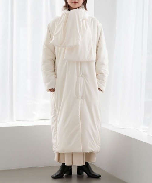 Heather（ヘザー）の「エアサーマル/ロングコート　295741（ノーカラーコート・レディース・オフホワイト/ブラック・FREE）」の8枚目の写真