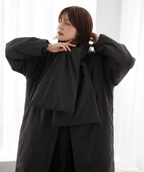 Heather（ヘザー）の「エアサーマル/ロングコート　295741（ノーカラーコート・レディース・オフホワイト/ブラック・FREE）」の14枚目の写真