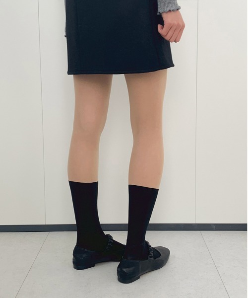 ニーハイソックス×ストッキング (ベージュ 25cm))（ソックス